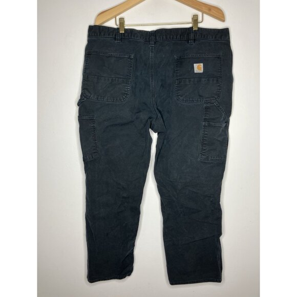 Carhartt Men's 42x30 Distressed Relaxed Fit Duck Double Front Work Pants Black - Picture 6 of 9